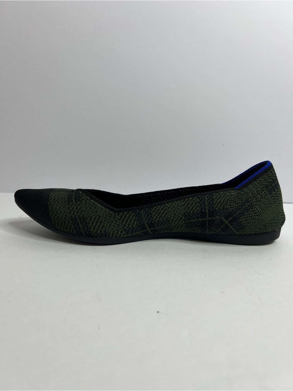 Rothy’s The Point Forest Green Plaid Pointed Toe Flats Size 7.5 - Picture 4 of 9